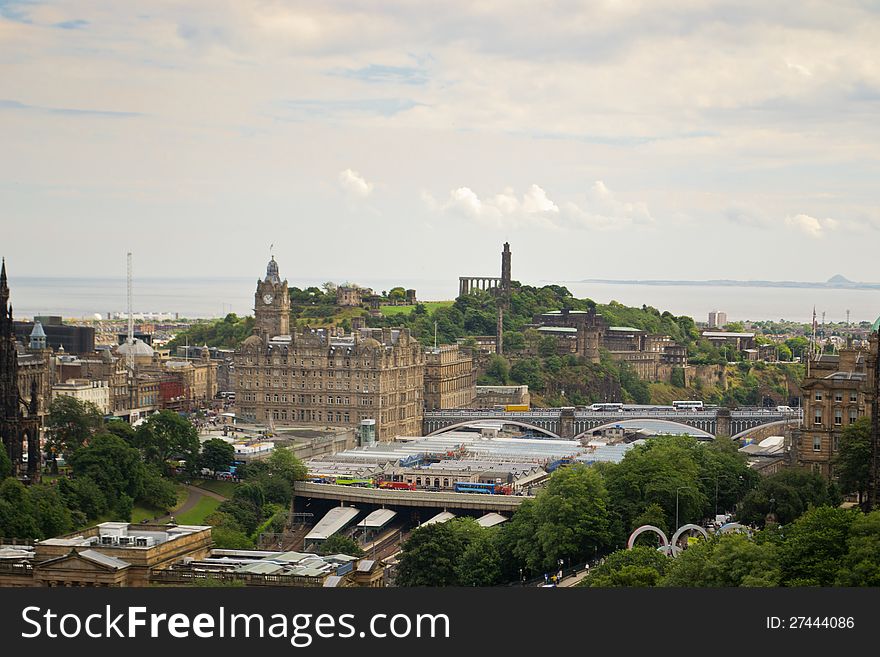 Edinburgh panorama, view Calton Hill and Scott Monument