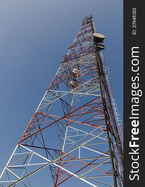 Tower communication  with blue sky background