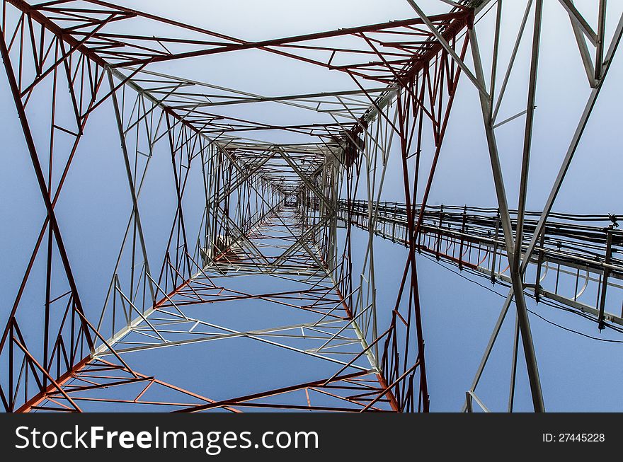 Tower communication with blue sky background