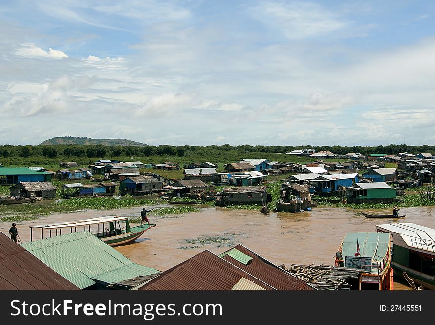 Floating village at the Tonle Sap lake/river in Cambodia. Floating village at the Tonle Sap lake/river in Cambodia