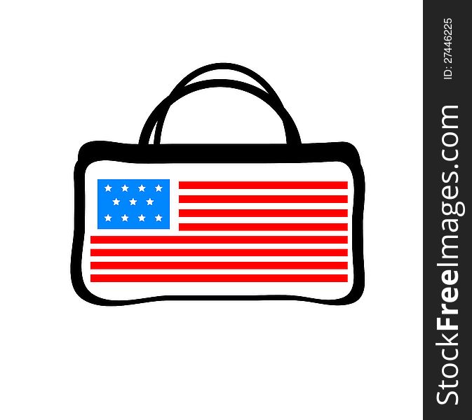 Colorful women bag with American flag stars on blue