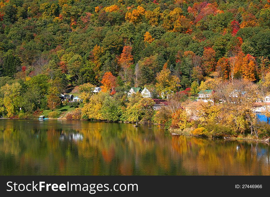 Scenic Tidioute Small town in Pennsylvania state in autumn time