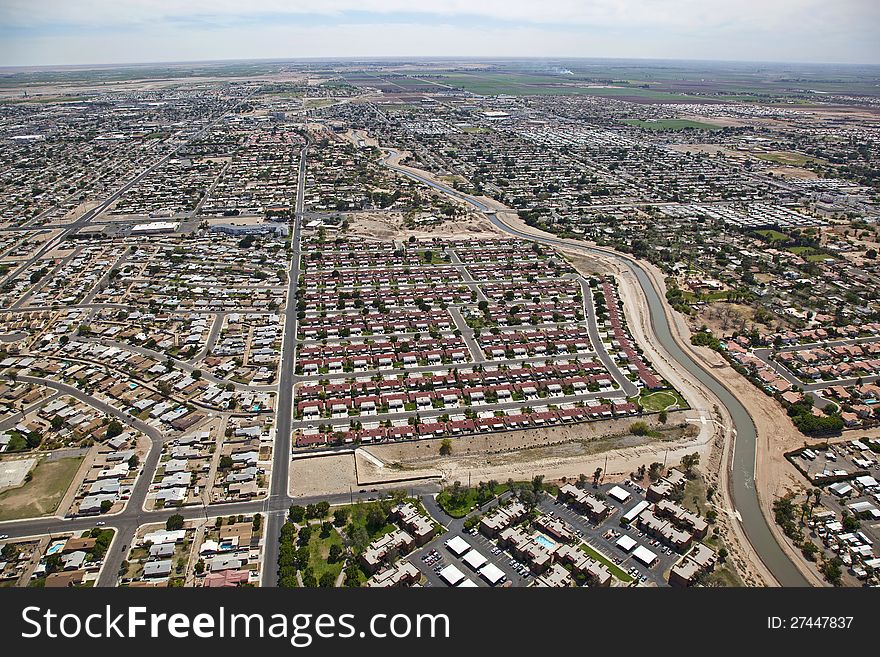 Red roofs in subdivision of Yuma, Arizona. Red roofs in subdivision of Yuma, Arizona