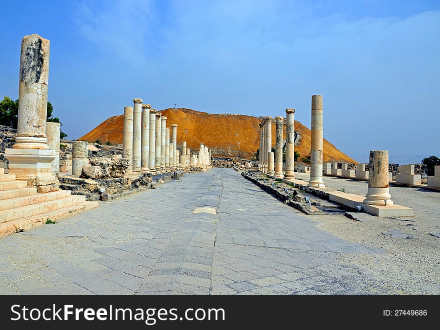 Colonnaded street at Beit She'an National Park in Israel