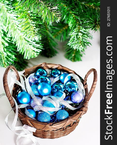 Christmas decoration with blue balls