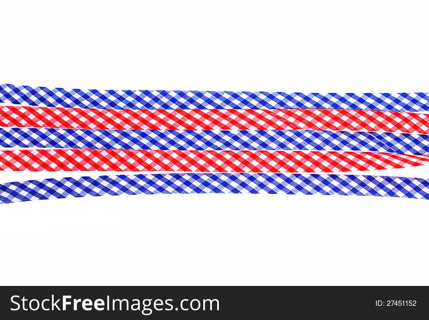 Checkered decorative ribbons (red and blue)