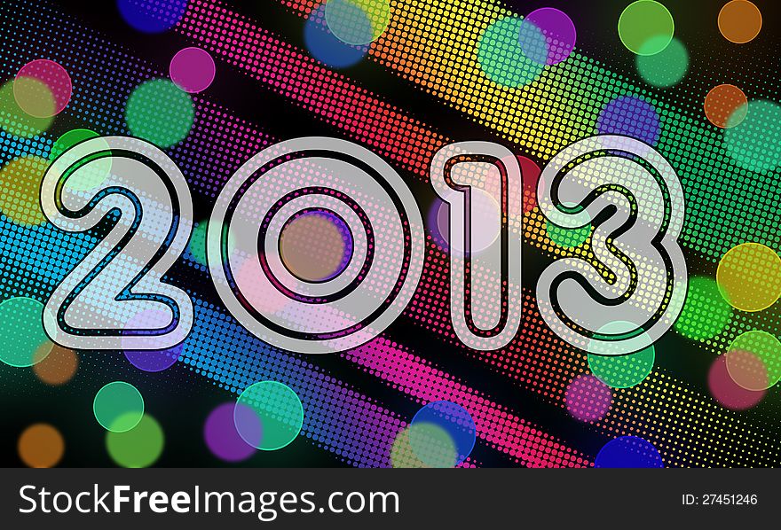 Happy new year 2013 card with spectrum coloured background