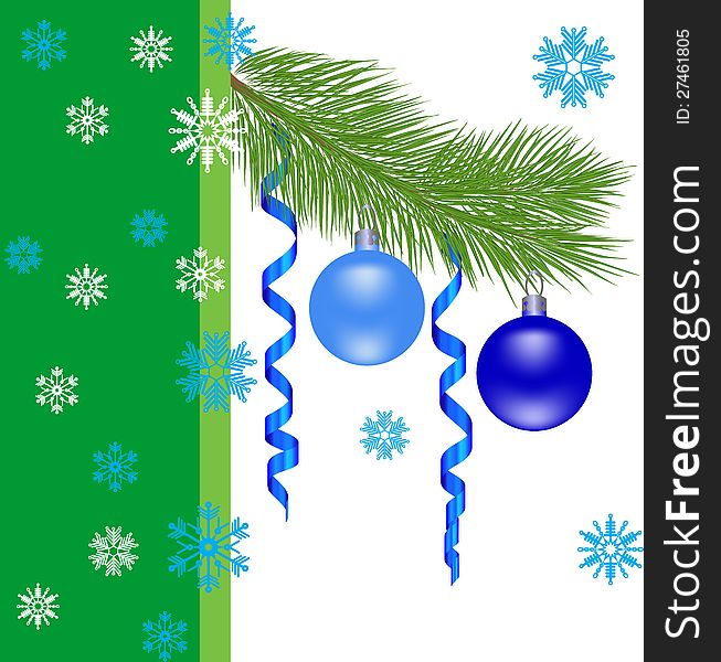 Vector illustration of christmas trees and decorations a branch. Vector illustration of christmas trees and decorations a branch