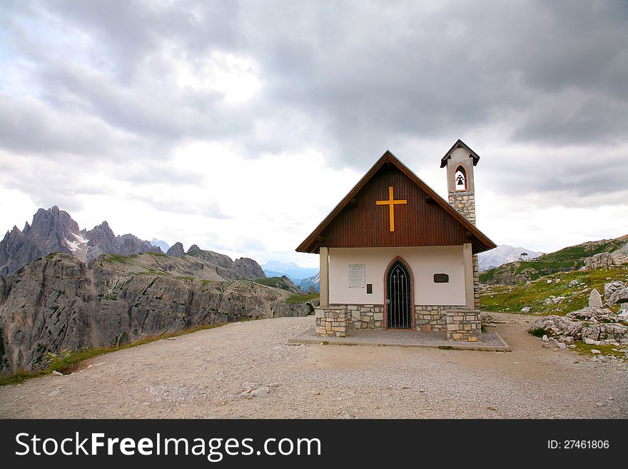 Mountain church Dolomities, Dolomite - Italy, Europe. Mountain church Dolomities, Dolomite - Italy, Europe