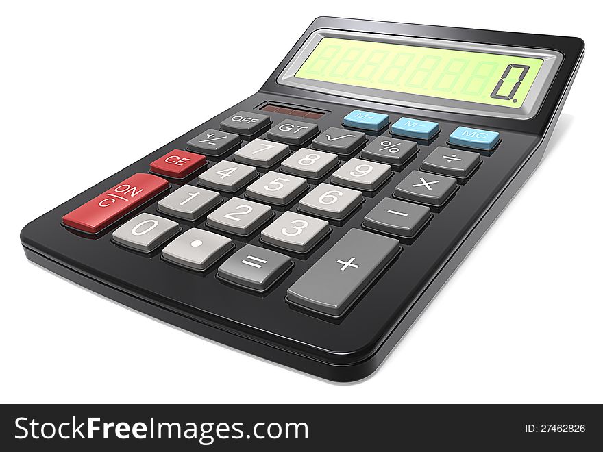 Classic Black Calculator on white background. Classic Black Calculator on white background.