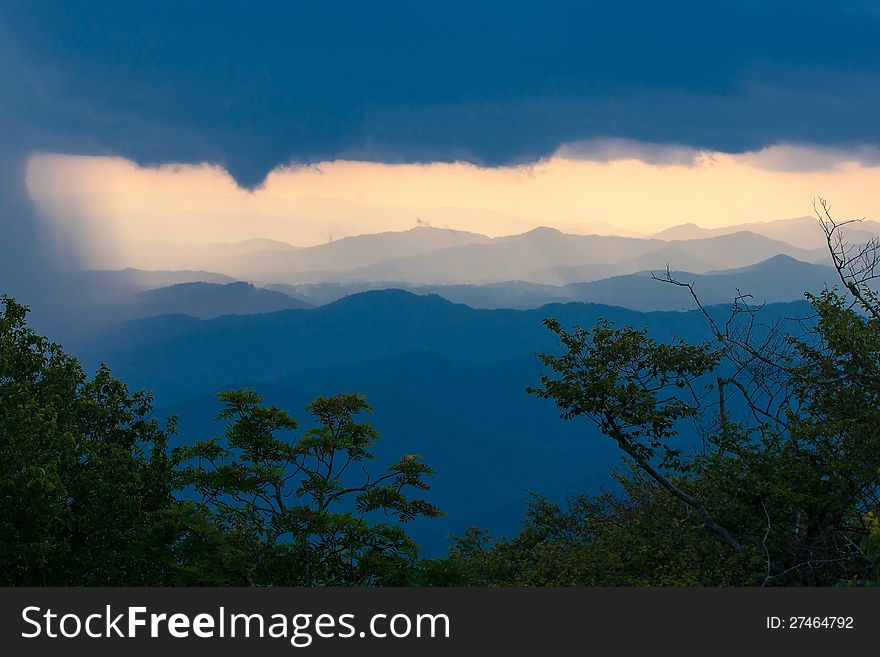 Blue ridge mountain sunset