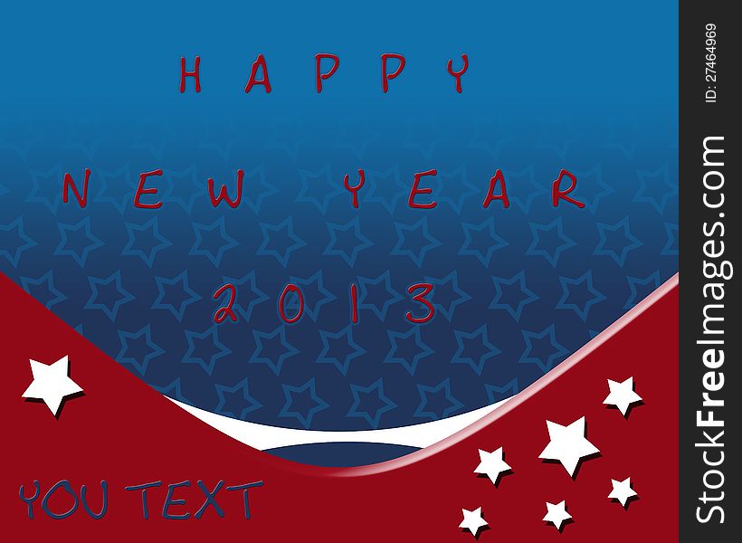 New year wish card contain American patriotic background with stars, in flag color with white star. containing words: Happy New Year 2013. New year wish card contain American patriotic background with stars, in flag color with white star. containing words: Happy New Year 2013.