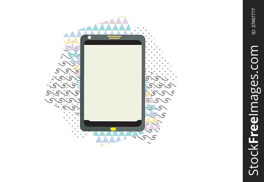 Drawing tablet computer with colored and white background. Drawing tablet computer with colored and white background