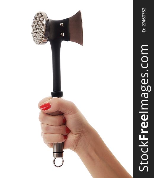 Woman hand with kitchen cleaver