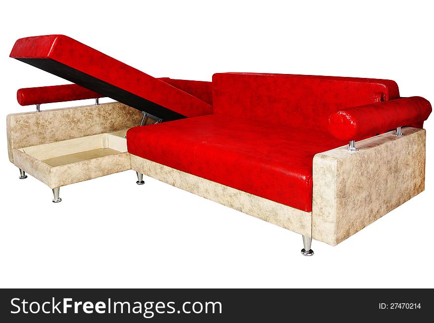 Very nice red sofa isolated on white background
