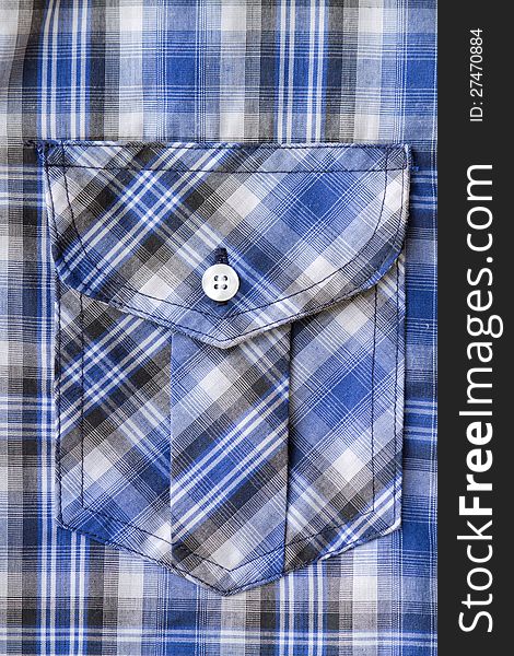 Closeup of Blue Tartan plaid Pocket.