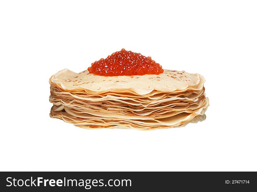 Pancakes With Caviar Isolated