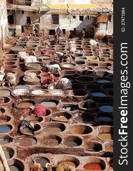 Tourist Attraction Tanneries in Fez, Morocco. Tourist Attraction Tanneries in Fez, Morocco