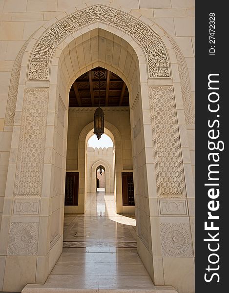 Arches at Sultan Qaboos Grand Mosque in Muscat, Oman. Arches at Sultan Qaboos Grand Mosque in Muscat, Oman.