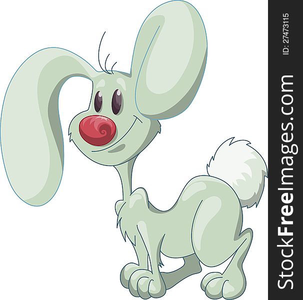 Smiling bunny vector character, on white