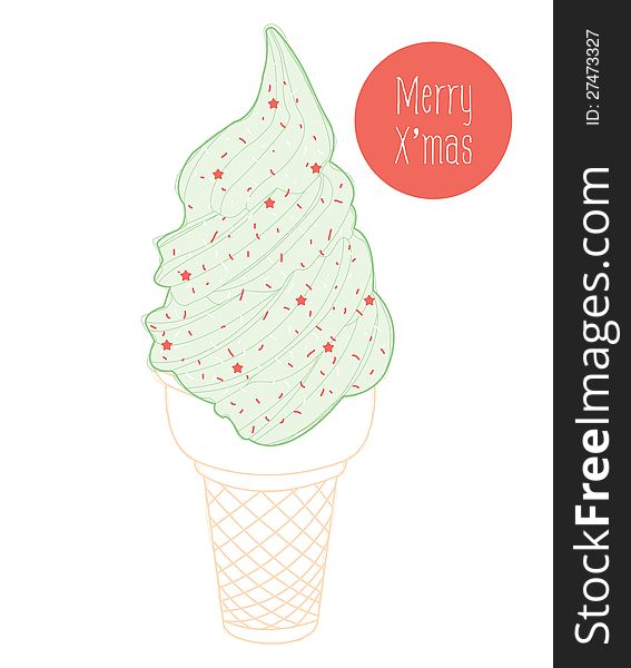 Christmas Green tea ice cream card. Christmas Green tea ice cream card