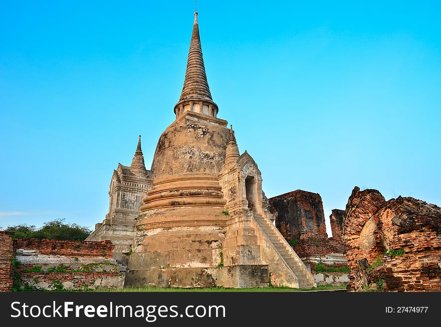 Pagoda of Ayuthaya temple in locate Thailand