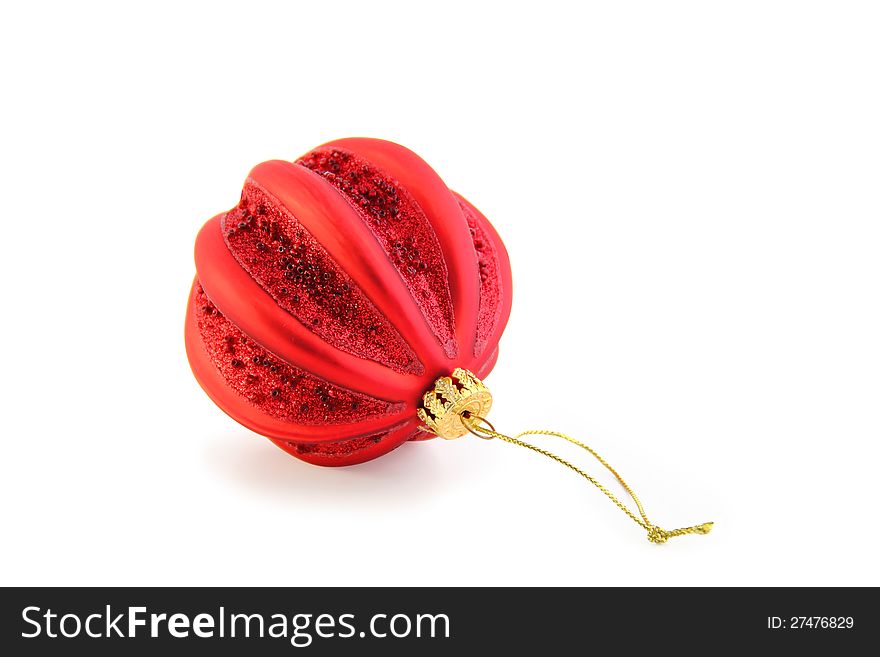 Red christmas ball  on a white background. Red christmas ball  on a white background.
