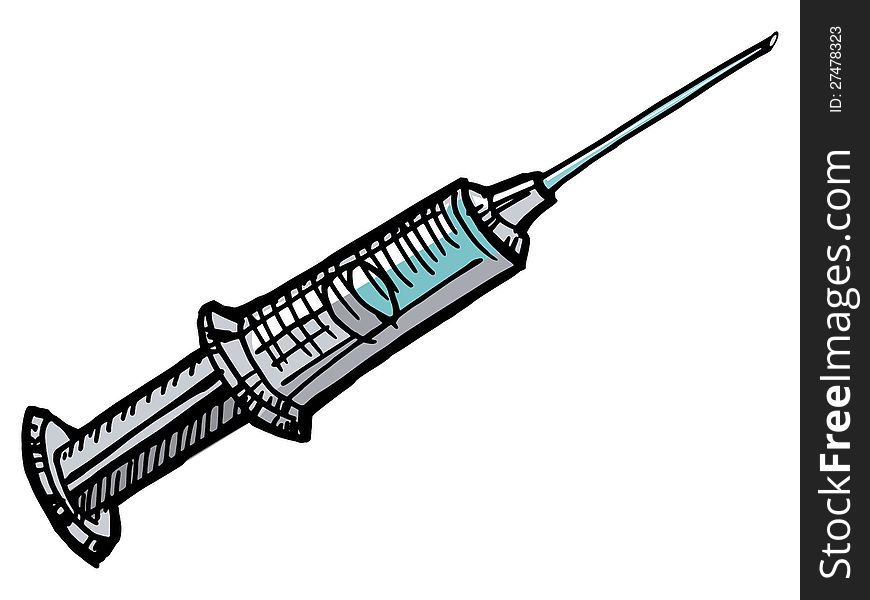 Syringe with needle on the white background