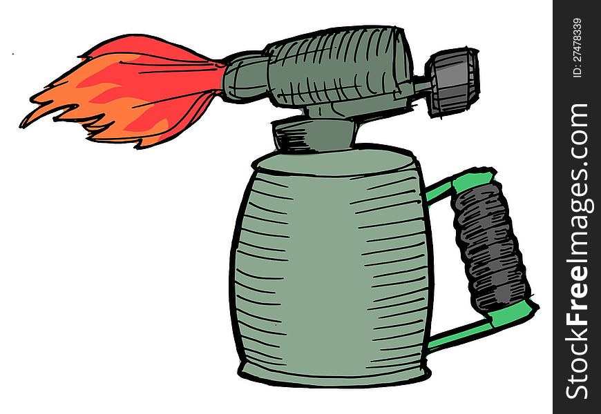 Illustration of the blowlamp with opened flame