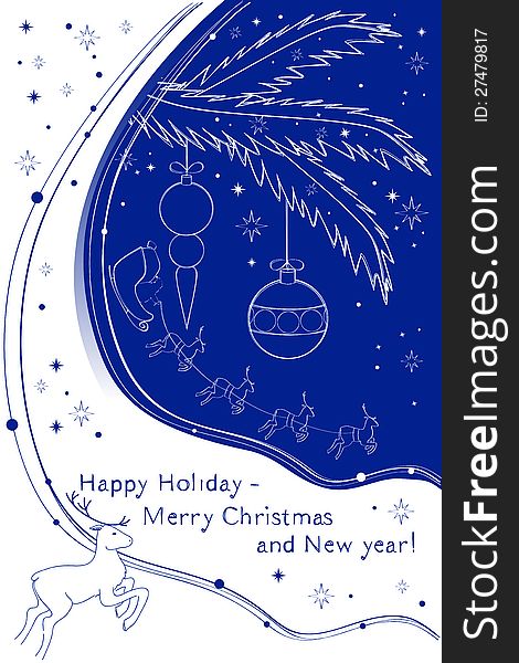 Card Happy Holiday - Merry Christmas and New year