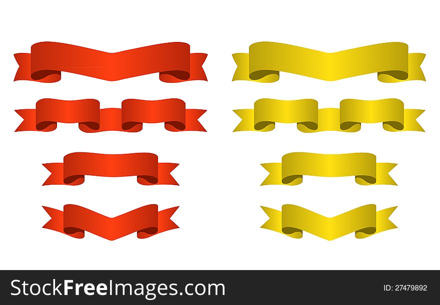 Red and golden banners set. Vector illustration.