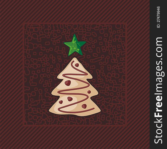 Gingerbread Christmas tree on dark, textured background