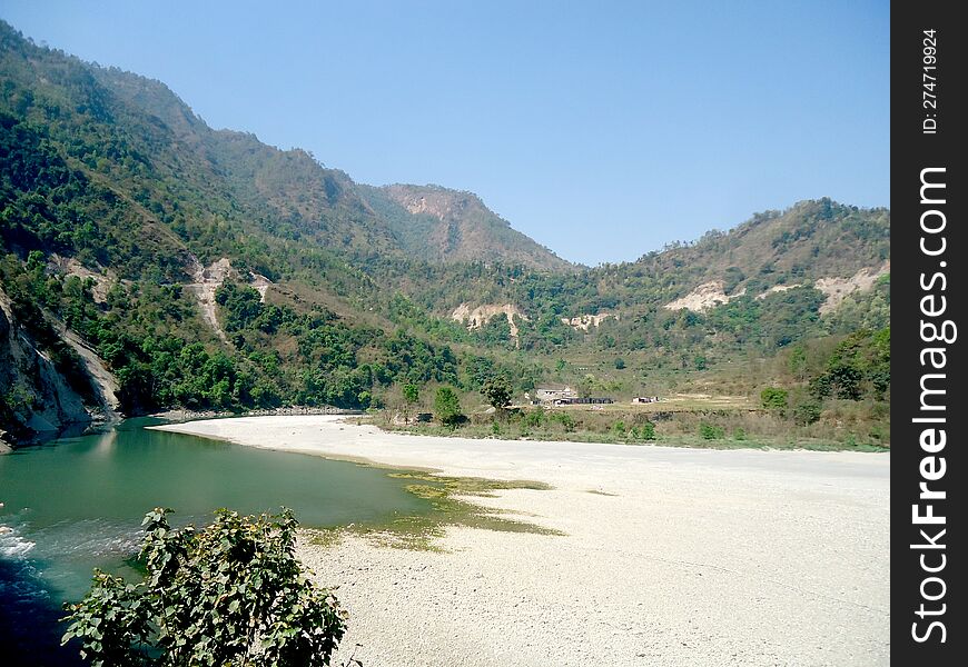 Kaligandaki river in Palpa. Near the river Ranimahal is located with beautiful hills and villages. Kaligandaki river in Palpa. Near the river Ranimahal is located with beautiful hills and villages.