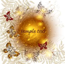 Background With Floral Elements And Butterflies Stock Photos Background With Floral Elements And Butterflies Stock Photos