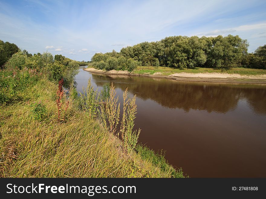 Tara River near the village of Okunevo. Omsk Region. Russia.