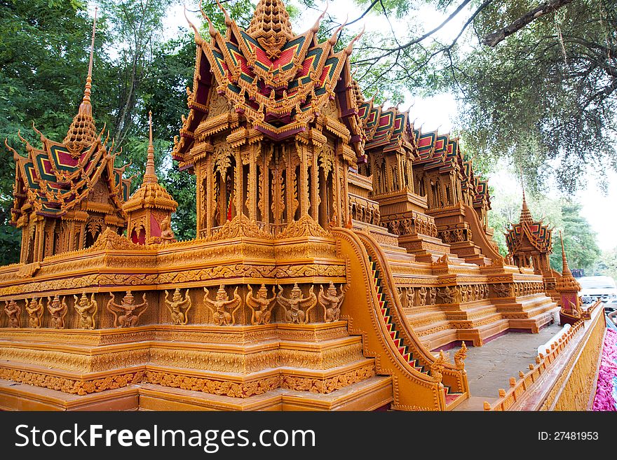 Castles made â€‹â€‹of wax formation in the Sakon Nakhon Thailand end of Buddhist Lent Festival. Castles made â€‹â€‹of wax formation in the Sakon Nakhon Thailand end of Buddhist Lent Festival.