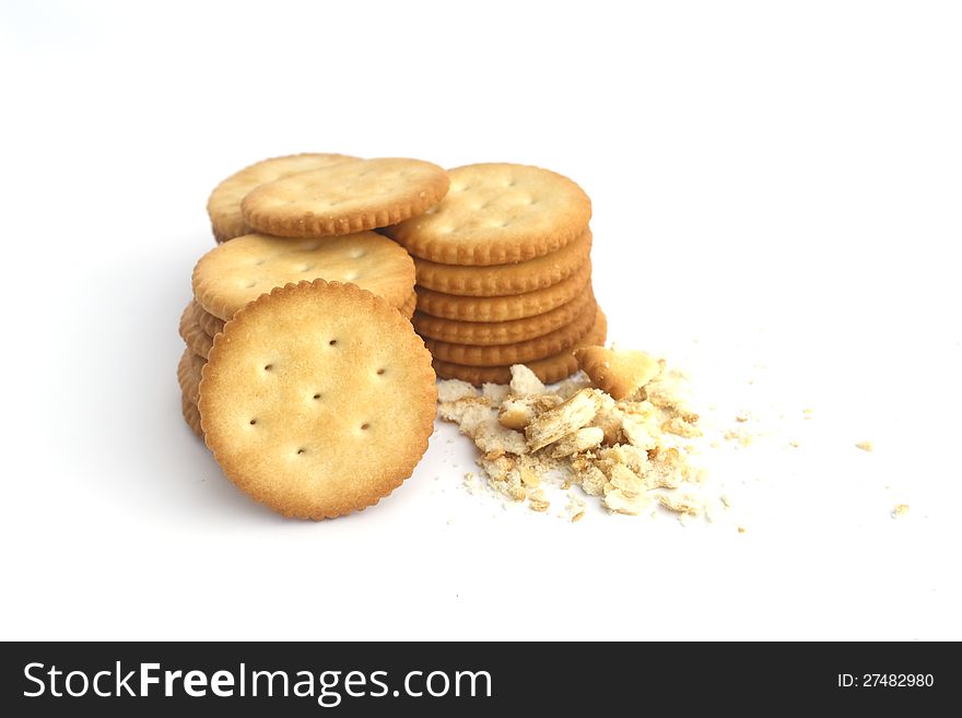 Butter cookies on white background