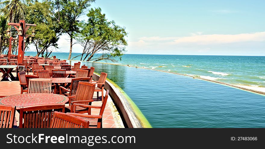 Beautiful patio by the ocean in Vietnam