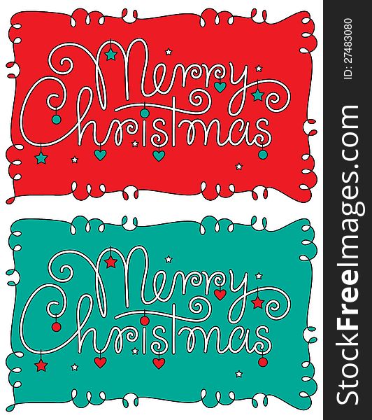 Vector, color editable and scalable merry christmas hand lettering