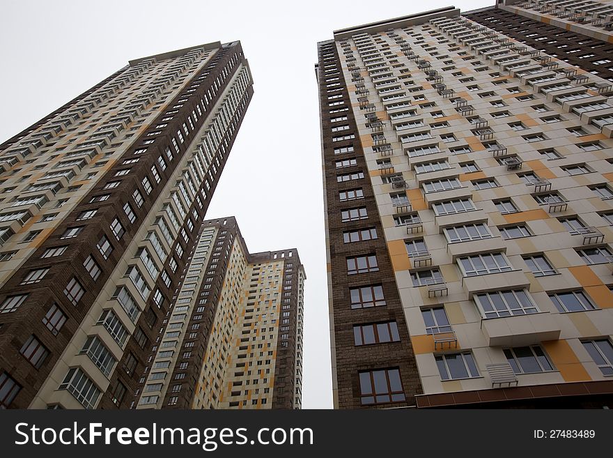 High-rise apartment buildings in the residential area