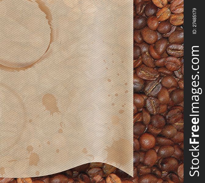 Coffee background, transparent old paper