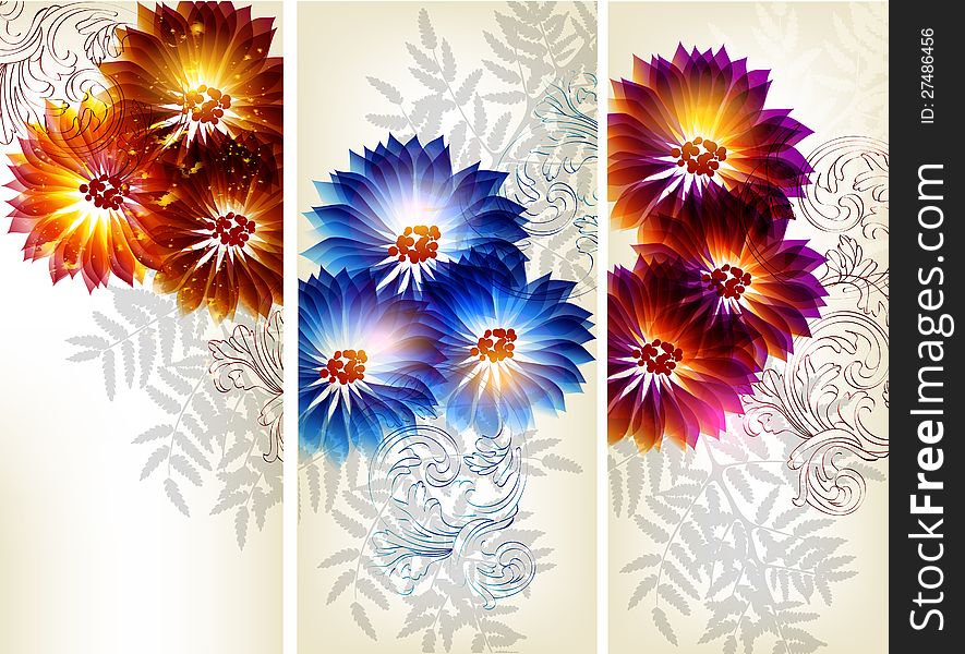 Collection Of Flower Vector Backgrounds