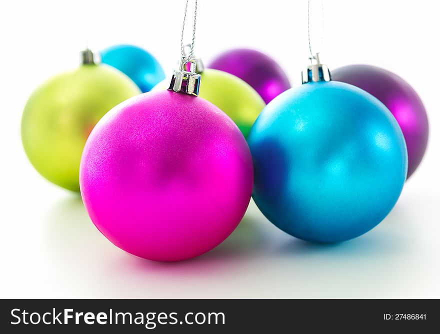 Set of Christmas balls on white background