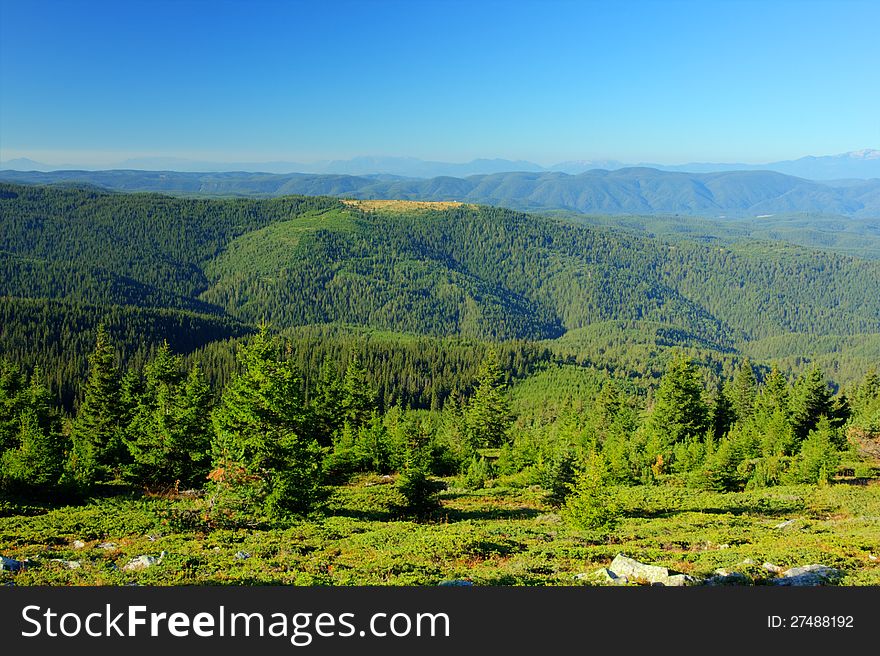 A beautiful mountain landscape from Rodopi mountain in Bulgaria