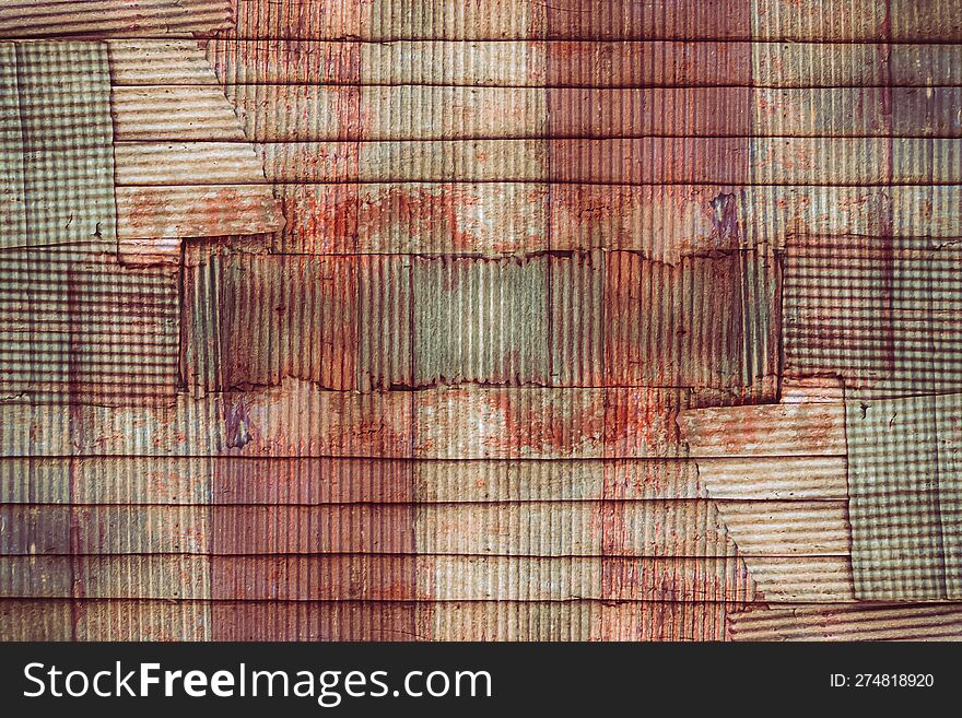 grunge rustic gray  metal sheet  annd brown wooden texture  background