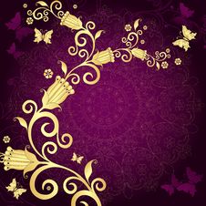 Vintage Gold-violet Frame Royalty Free Stock Photos Vintage Gold-violet Frame Royalty Free Stock Photos