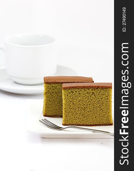 Sponge cake, green tea