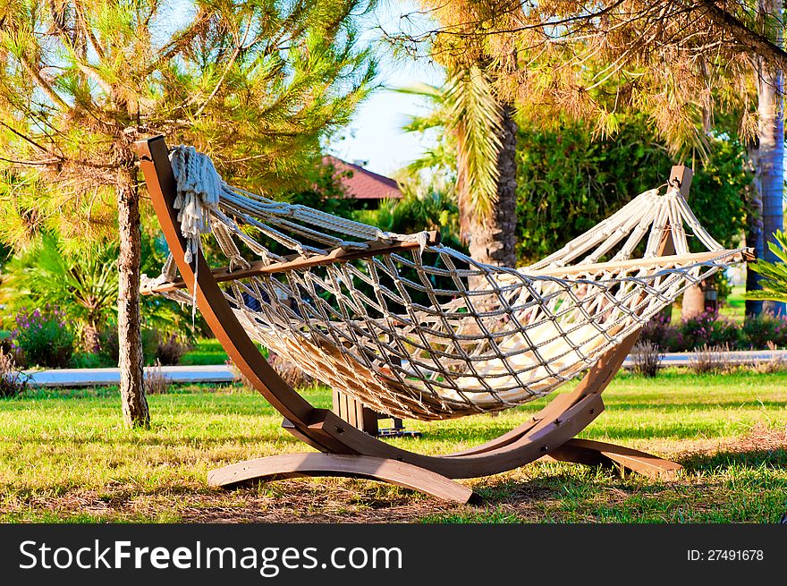 Hammock to relax in the tropical garden.