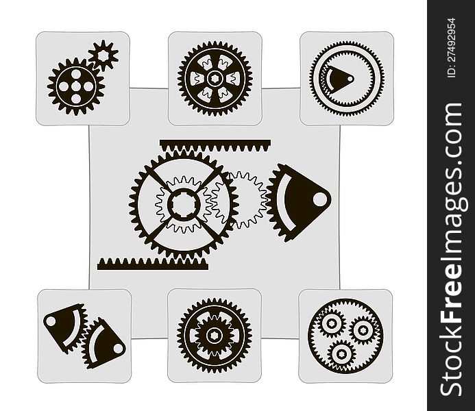 Gear. set of vector designs on a gray background