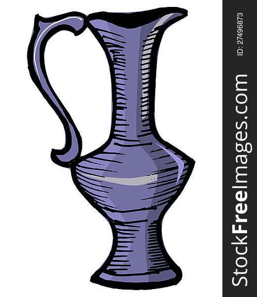 One decorative eastern vase on white background